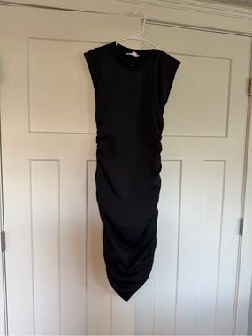Rachel Parcell Sleeveless Black Ruched Midi Dress